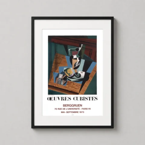 Juan Gris Cubist Still Life – Vintage Exhibition Art – 1973 Paris travel poster for gallery wall display by MerchFuse