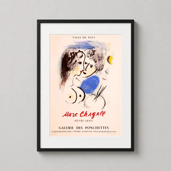 Marc Chagall Poster, Le Peintre à la Palette, Vintage Exhibition Art