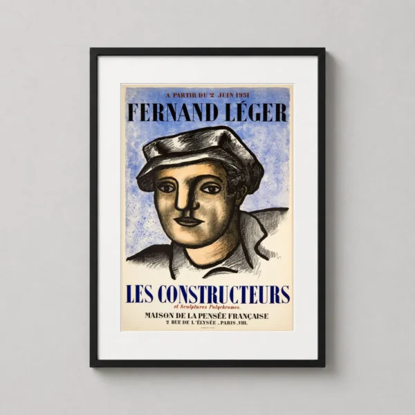Fernand Léger Les Constructeurs, Exhibition Poster, Vintage Portrait Print