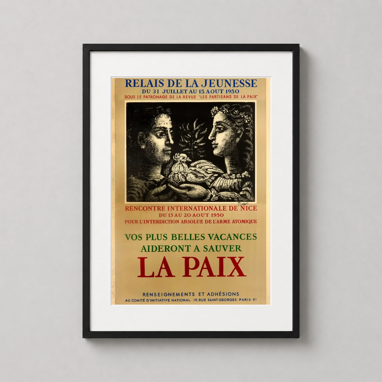 Picasso's Partisans Paix Peace — choose Pablo Picasso Partisans Paix when the wall needs cubist modern