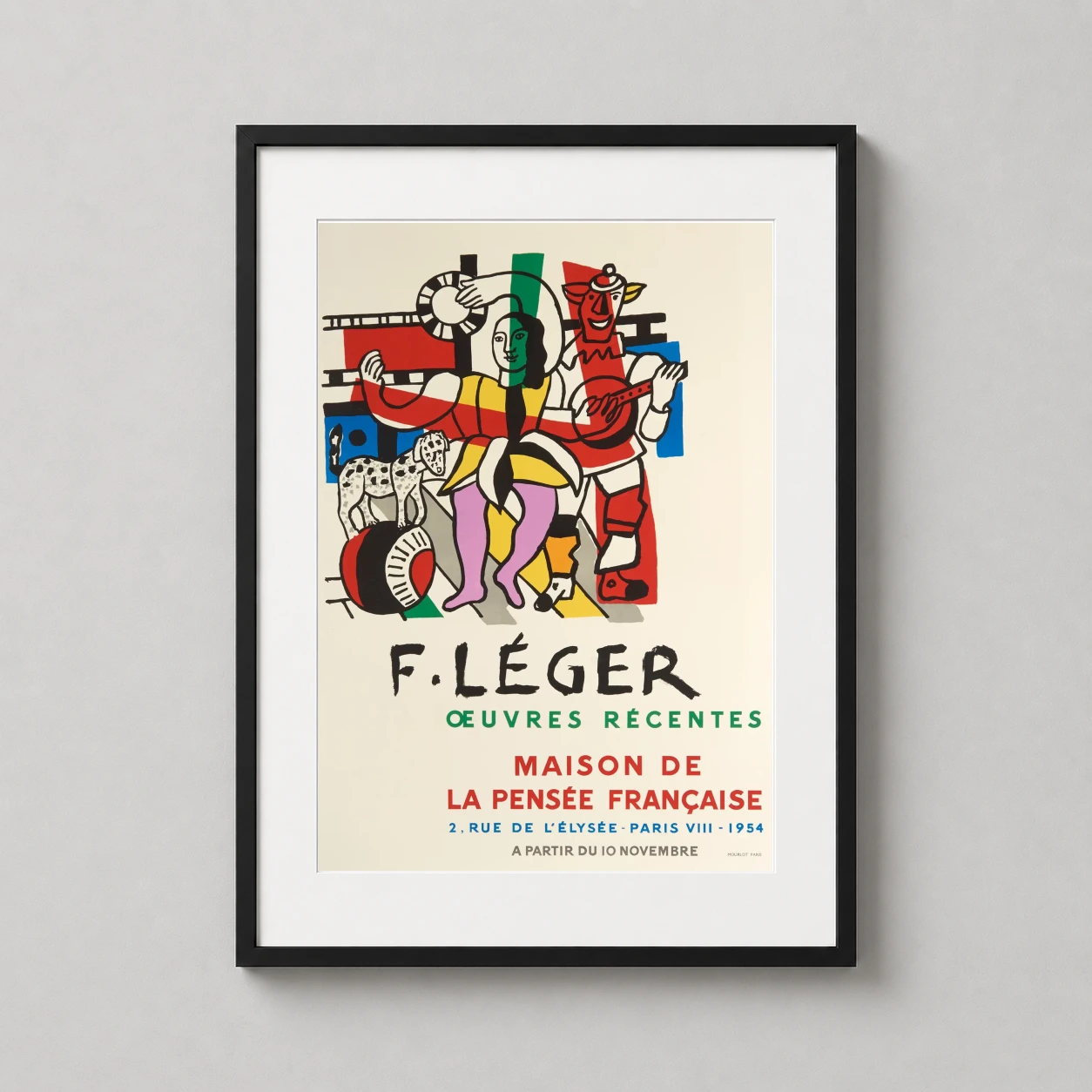 Fernand Leger Maison Pensee — this 1954 exhibition poster features bold primary colors and abstract