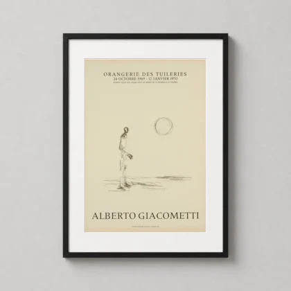 Alberto Giacometti Orangerie Exhibition Sketch Art Print showing minimalist sketch of a solitary figure walking