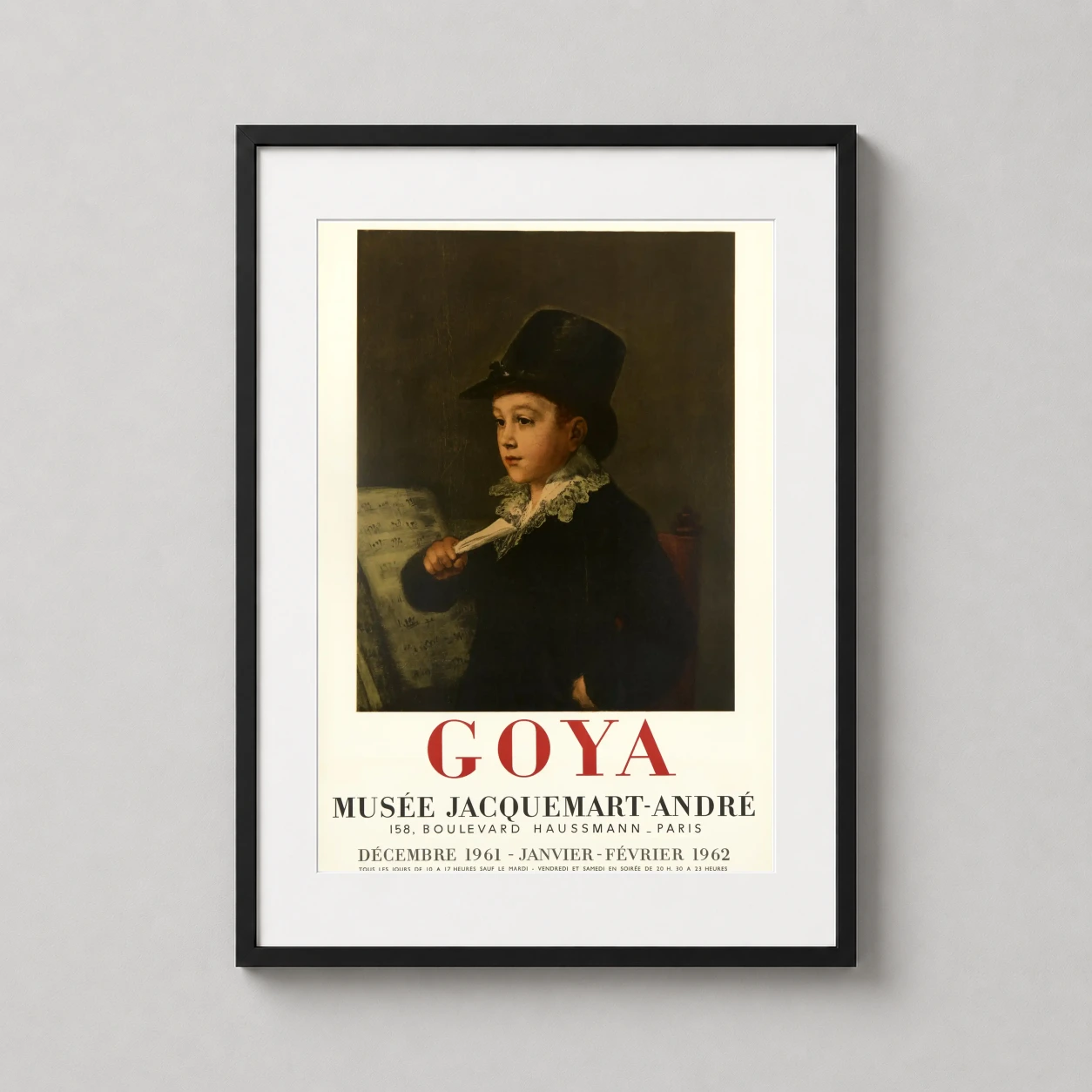 Francisco Goya Musee Jacquemart — vintage 1961 exhibition poster featuring Francisco de Goya's Portrait
