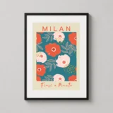 Milan Abstract Botanical Floral Print, Italian City Wall Art Print