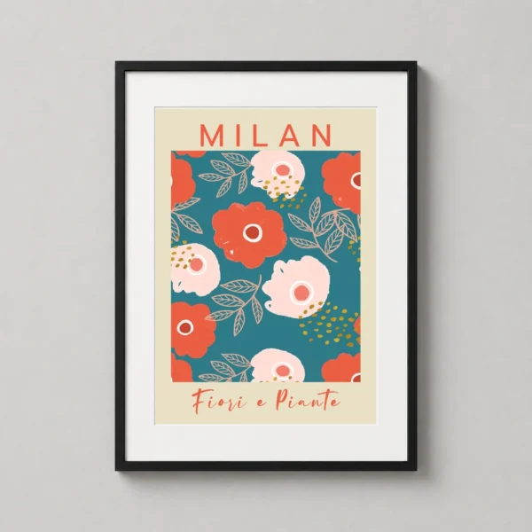 Milan Abstract Botanical Floral Print, Italian City Wall Art Print