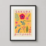 Sakura Botanical, Modern Japanese Floral Wall Art Print