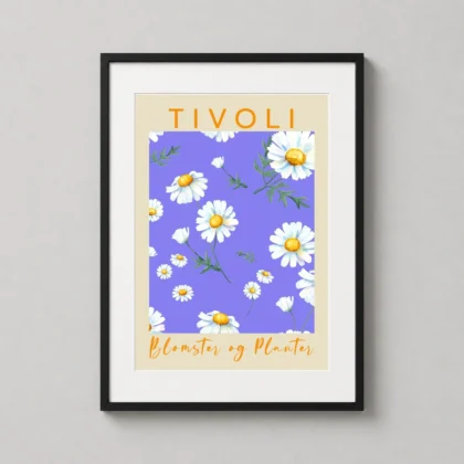 Tivoli Daisy Pattern | Botanical Poster | Vibrant Purple Floral Wall Art framed wall art mockup