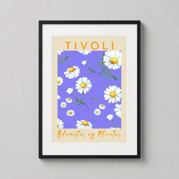 Tivoli Daisy Pattern Botanical Wall Art, Vibrant Purple Floral Print
