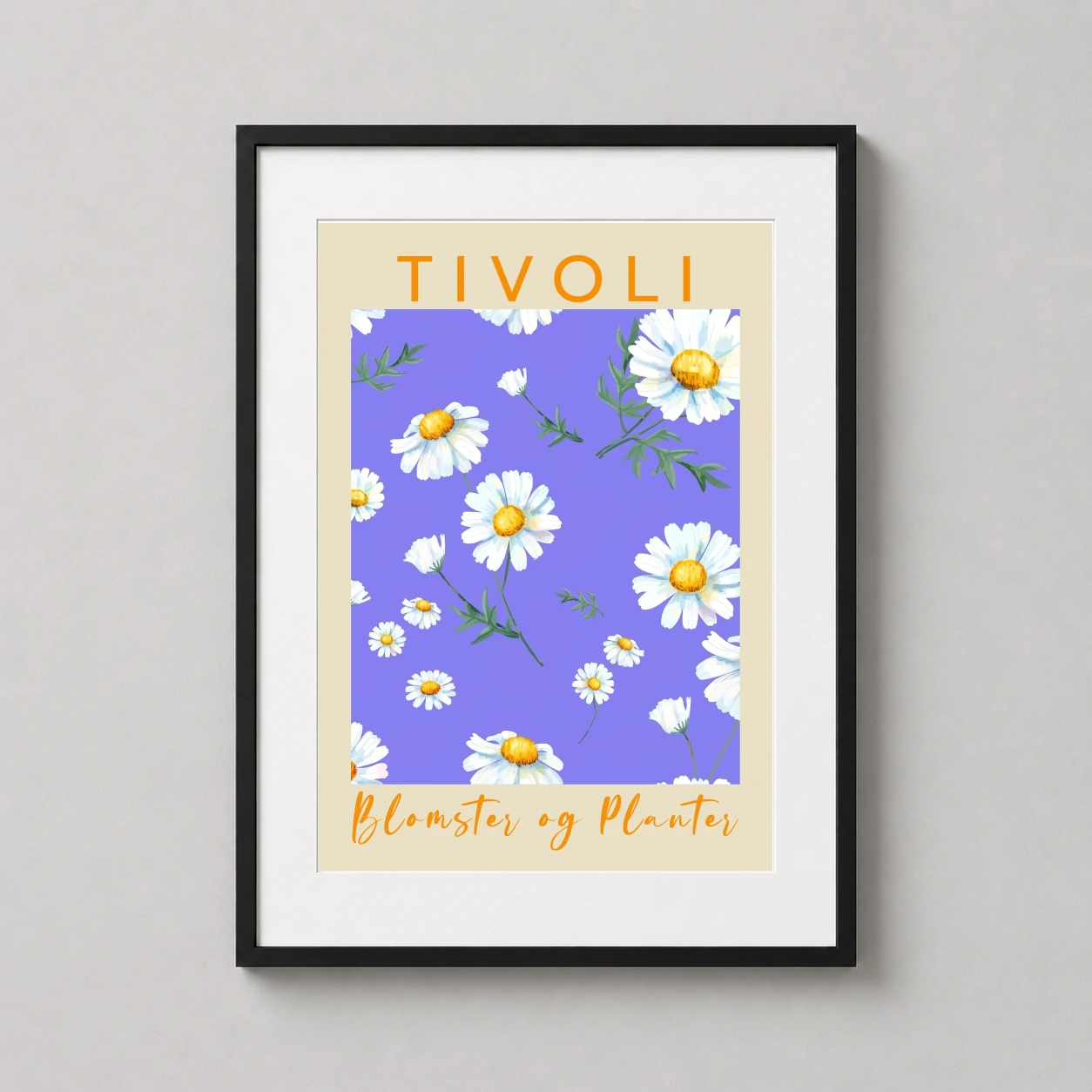 Tivoli Daisy Pattern Botanical — vibrant pattern of white daisies with sunny yellow centers blooms