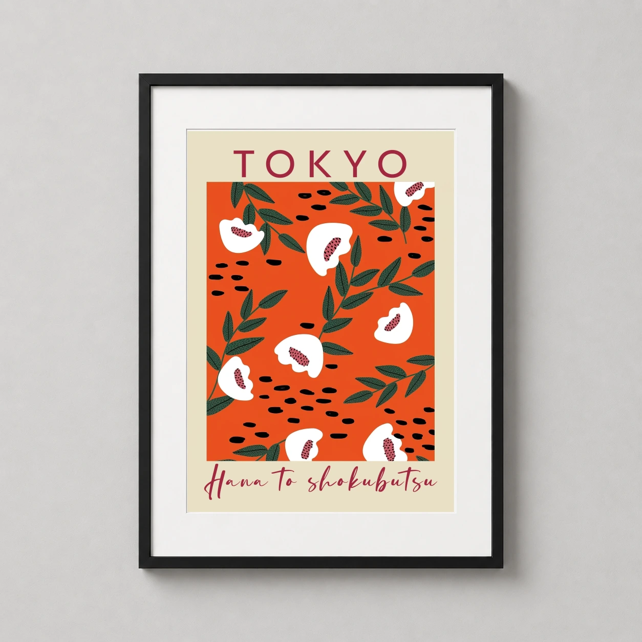Tokyo Floral Hana Shokubutsu — abstract Japanese botanical print featuring white blossoms and green