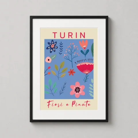 Turin Fiori E Piante – Italian City – Botanical travel poster for gallery wall display by MerchFuse