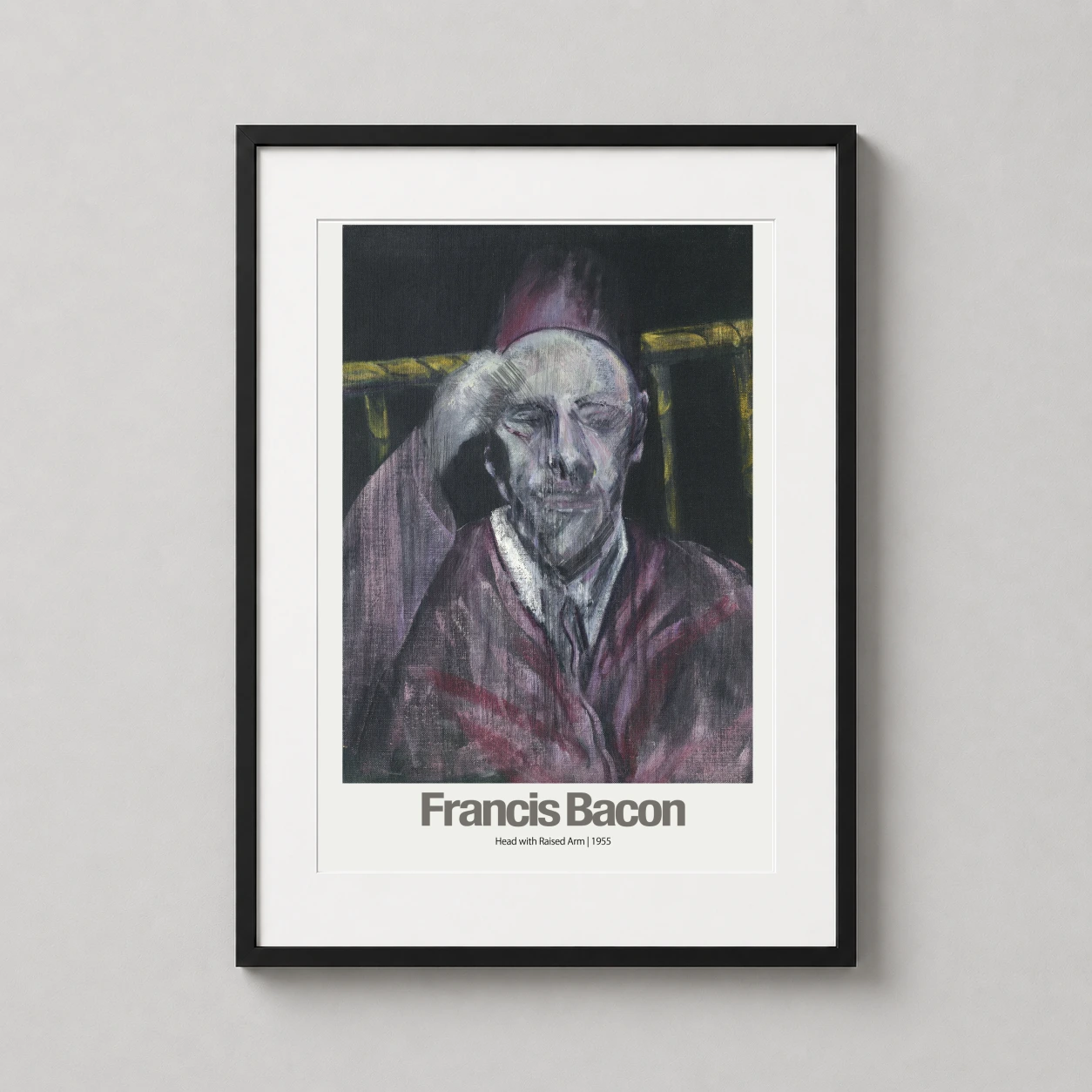 Francis Bacon Head Raised — haunting Francis Bacon portrait featuring a distorted figure with a
