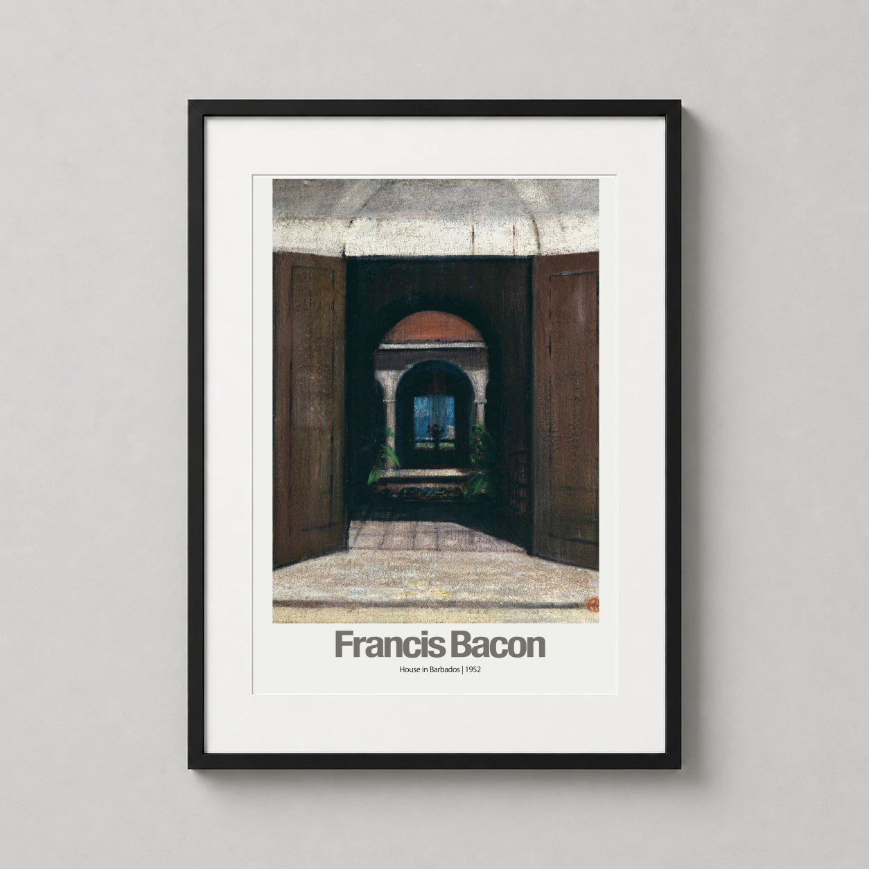 House Barbados 1952 Francis — dark, moody expressionist painting of an open doorway leading to a