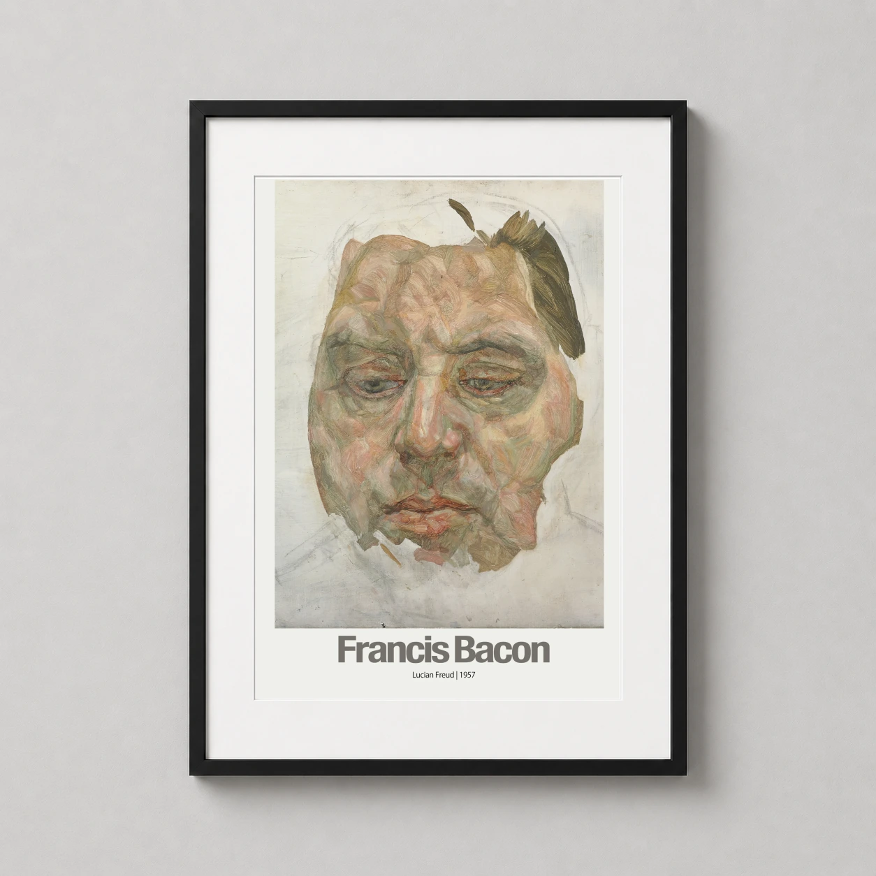 Francis Bacon Portrait Lucian — textured expressionist portrait of Lucian Freud by Francis Bacon