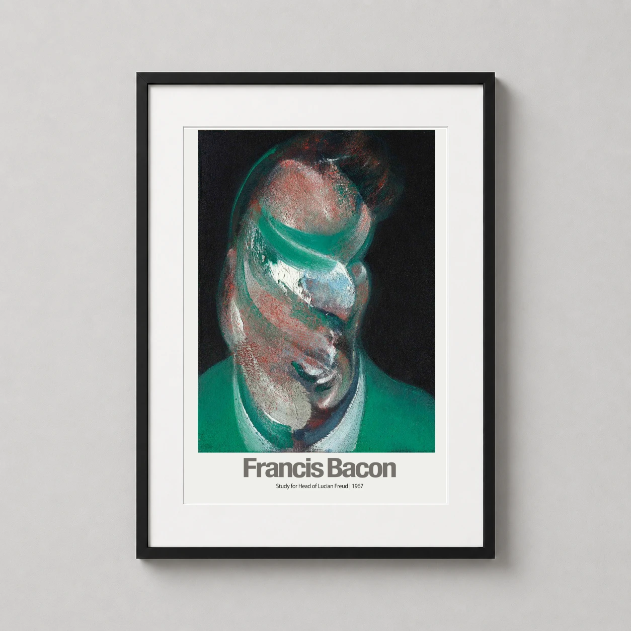 Francis Bacon Study Head — intense abstract portrait of Lucian Freud by Francis Bacon featuring