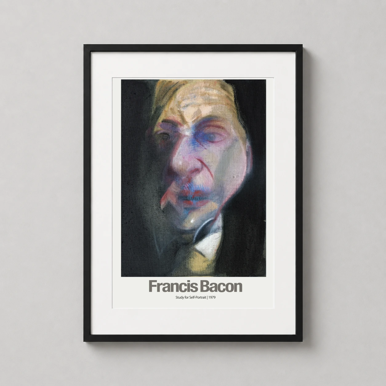 Francis Bacon Study Self-portrait — distorted psychological self-portrait by Francis Bacon from 1979