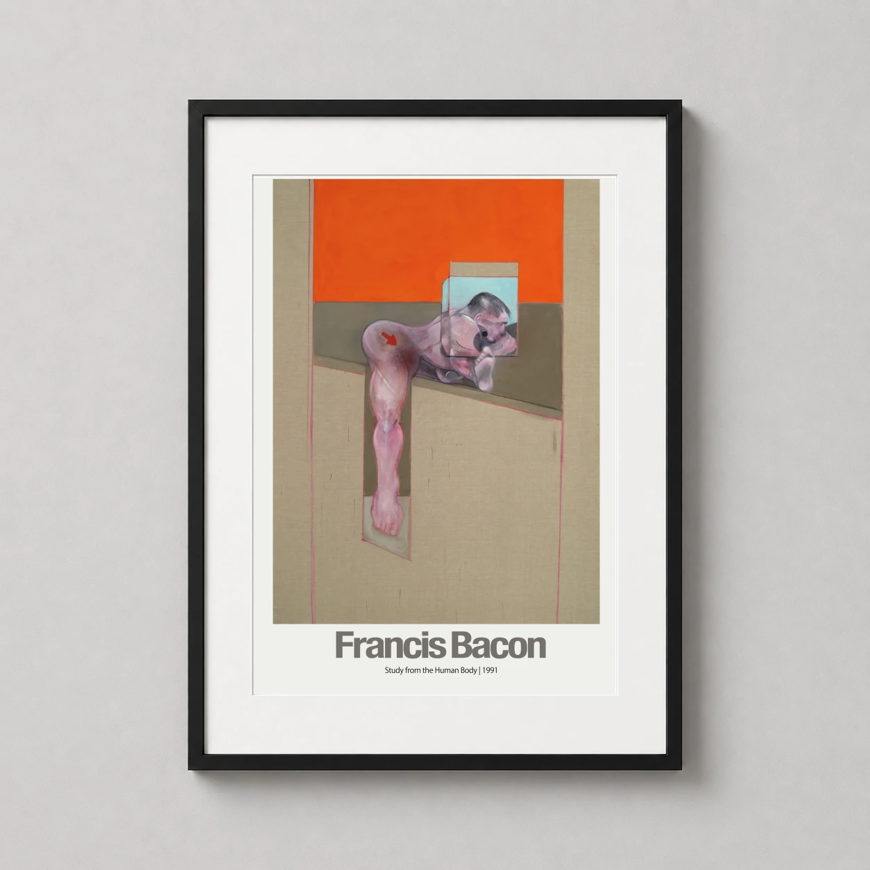 Francis Bacon Study Human — expressionist art print featuring a distorted pink human figure against