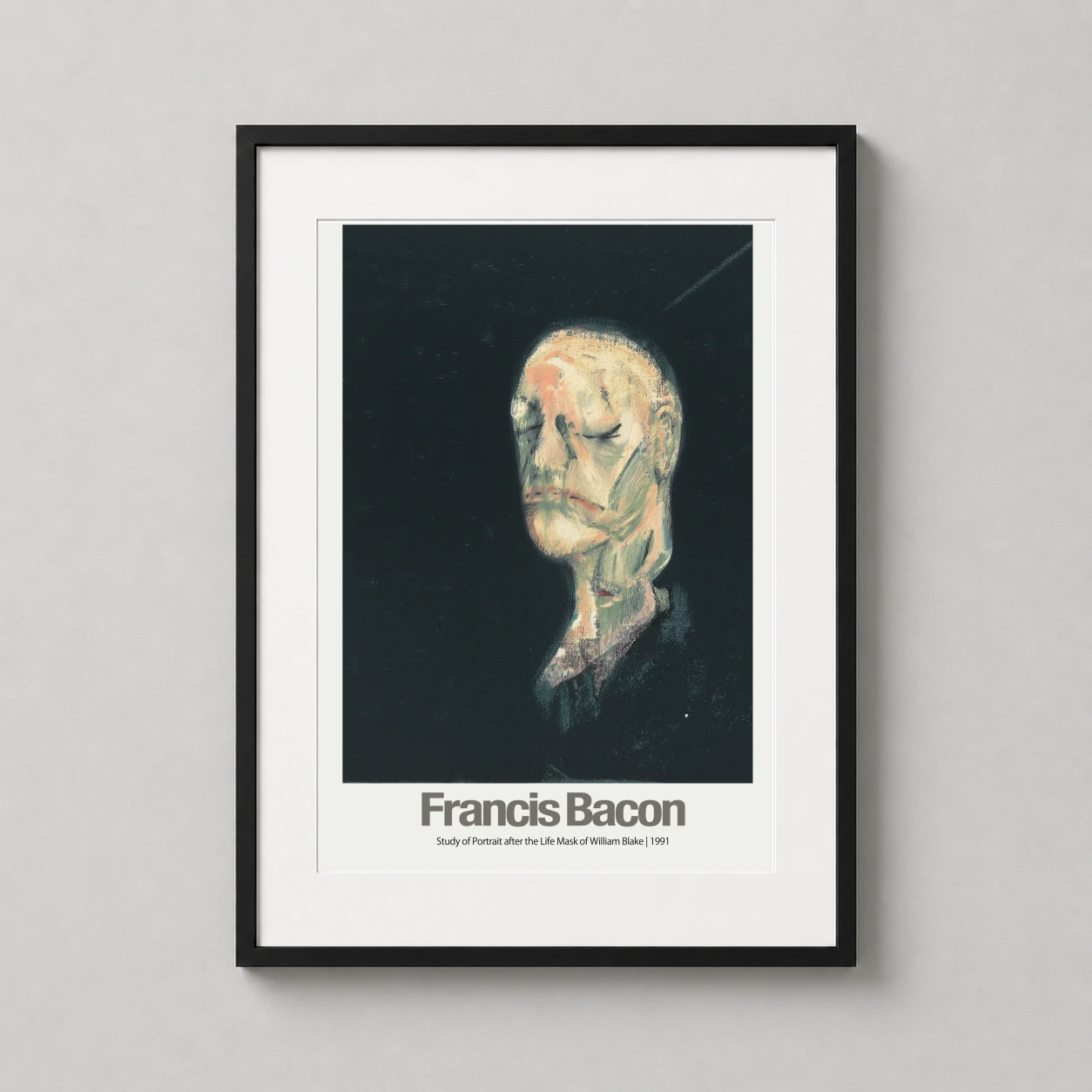 Francis Bacon Study Portrait — distorted expressionist portrait of William Blake featuring a pale