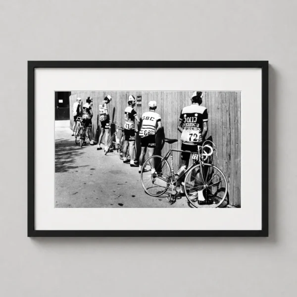 Vintage Cyclist Break Black and White Photography Print
