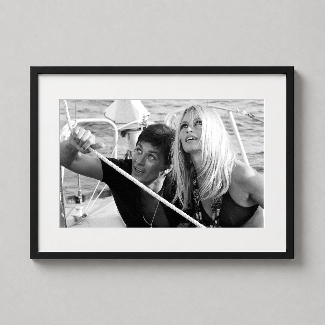 Brigitte Bardot Alain Delon — black and white photography print featuring Brigitte Bardot and Alain