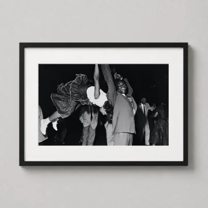 MerchFuse Couple Dancing at Savoy Ballroom – Black History Black-and-White photography print with black-and-white character