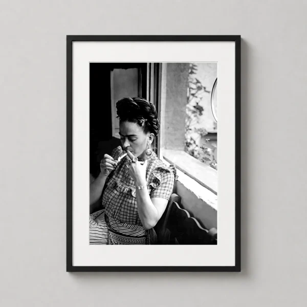 Frida Kahlo Smoking Black and White Photography Vintage Photography Print