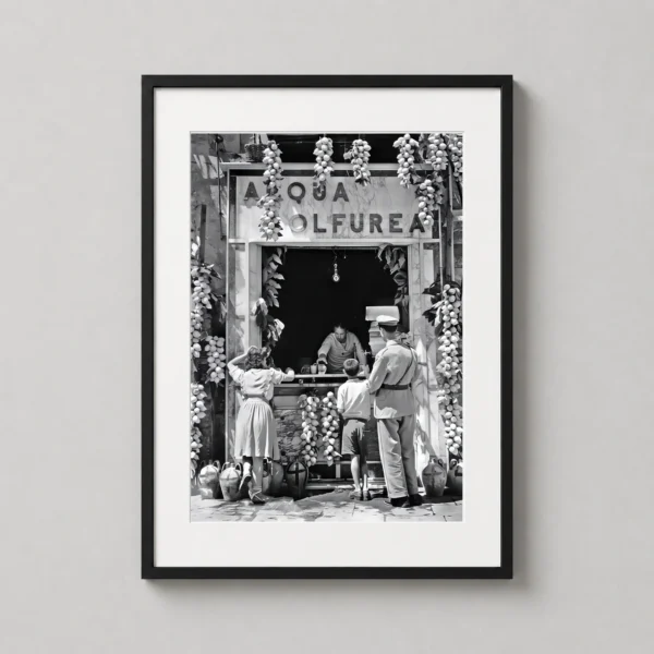Vintage Italian Lemonade Seller Black and White Photography Print