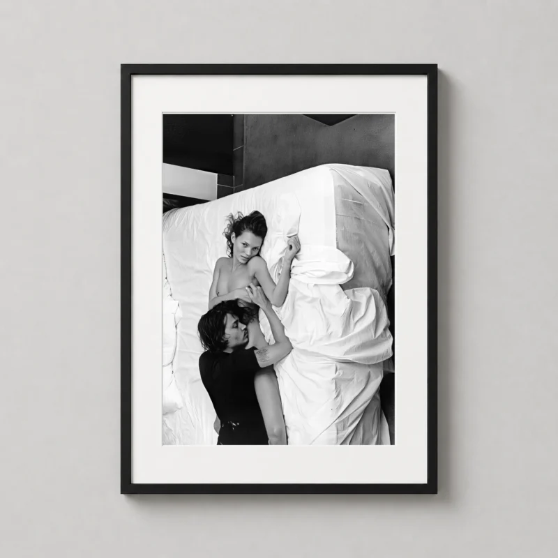 Kate Moss and Johnny Depp Black and White Portrait Photography Print