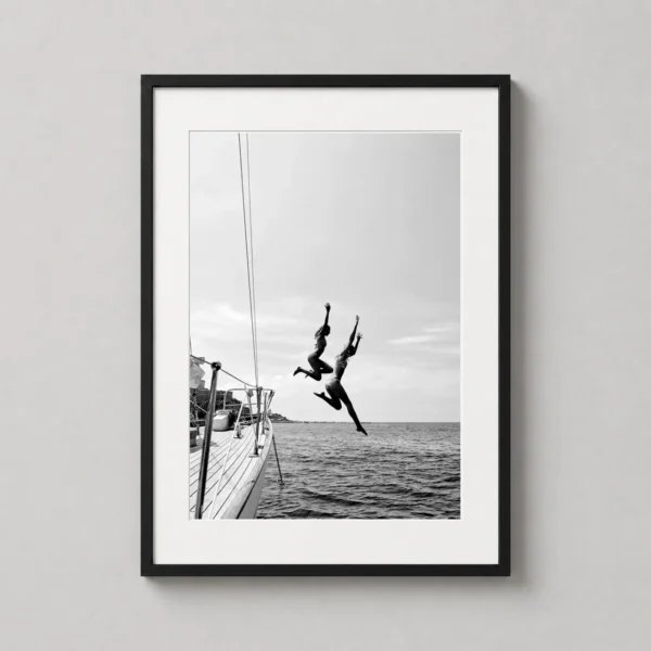 Ocean Jump Sailboat Photography, Summer Coastal Photography Print