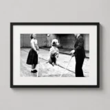 Poodle Jump Rope Vintage Black and White Photography Print