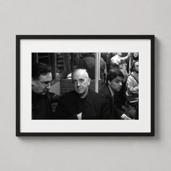 Pope Francis on Public Transport 1998 Black and White Photography Print