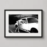 Porsche Carrera Vintage Black and White Photography Print