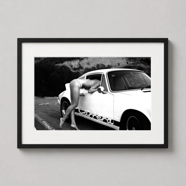 Porsche Carrera Vintage Black and White Photography Print