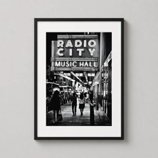 Radio City Music Hall NYC, Vintage Black and White Photography Print