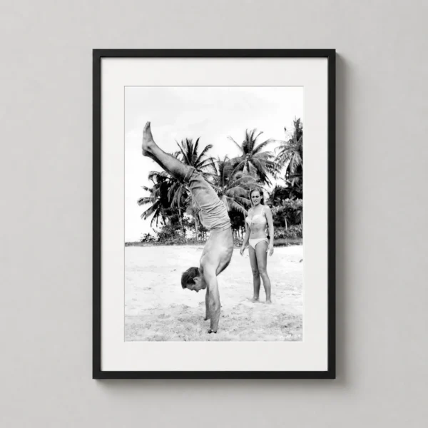 Sean Connery James Bond Beach Handstand Photography Print