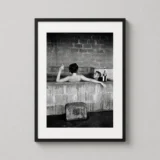 Steve McQueen and Neile Adams Bathtub Black and White Photography Print