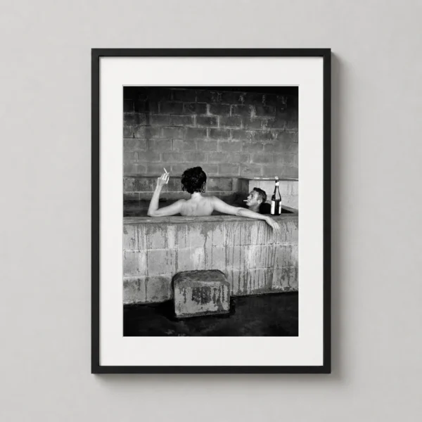 Steve McQueen and Neile Adams Bathtub Black and White Photography Print