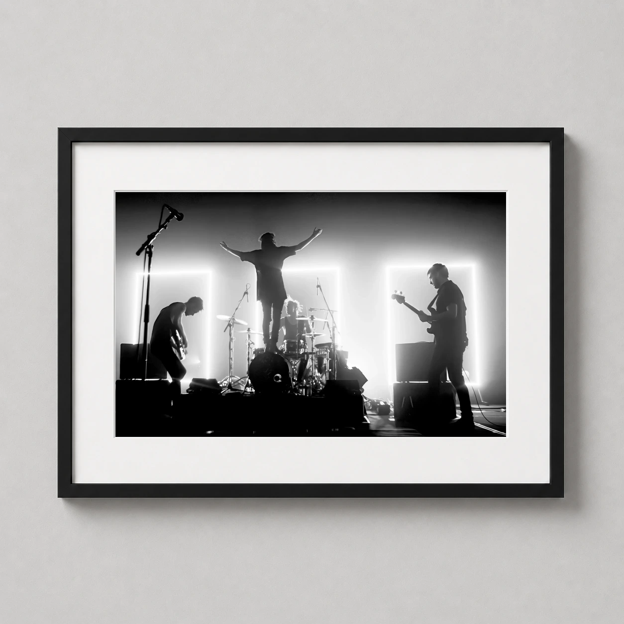 Matty Healy — black and white photography print featuring The 1975 in concert with