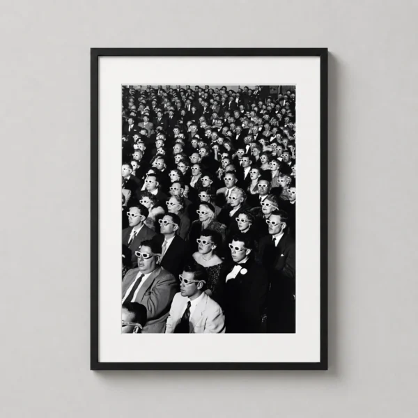 Vintage Cinema Audience 3D Glasses Black and White Movie Poster