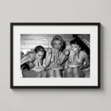 Women Eating Spaghetti Vintage Black and White Photography Print