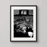 Drive-In Cinema Vintage Movie Night Black and White Movie Poster