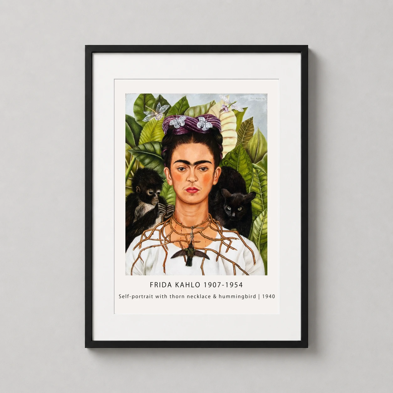 Frida Kahlo Self Thorn — renowned 1940 self-portrait by Frida Kahlo featuring a thorn necklace