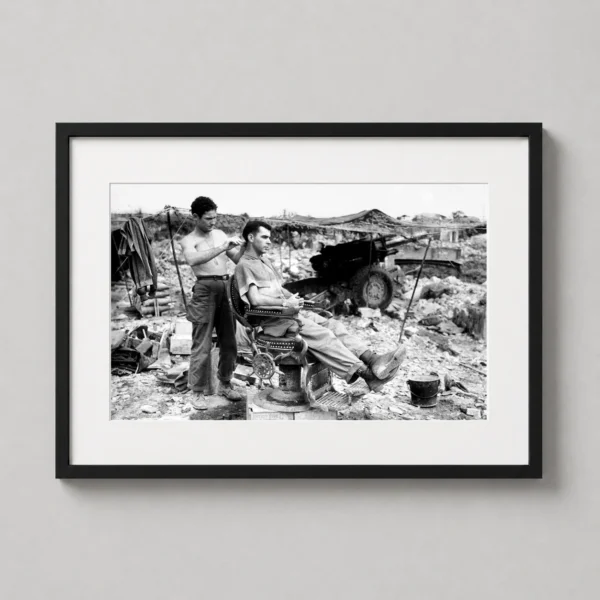 Vintage 1945 Army Barber Photography, WW2 Soldier Photography Print