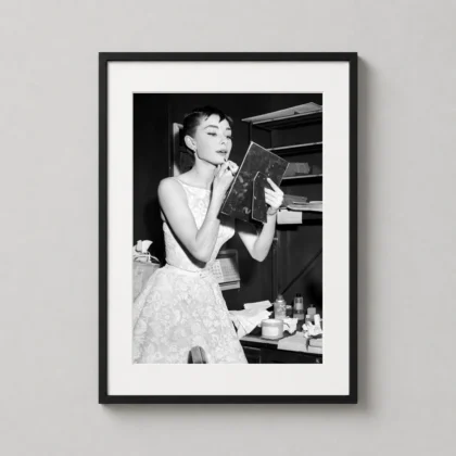 Audrey Hepburn – Vintage Backstage Makeup decorative photography print for curated interiors by MerchFuse
