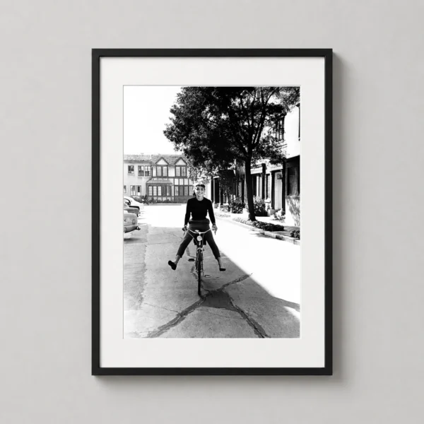 Audrey Hepburn on Bicycle Black and White Photography Print