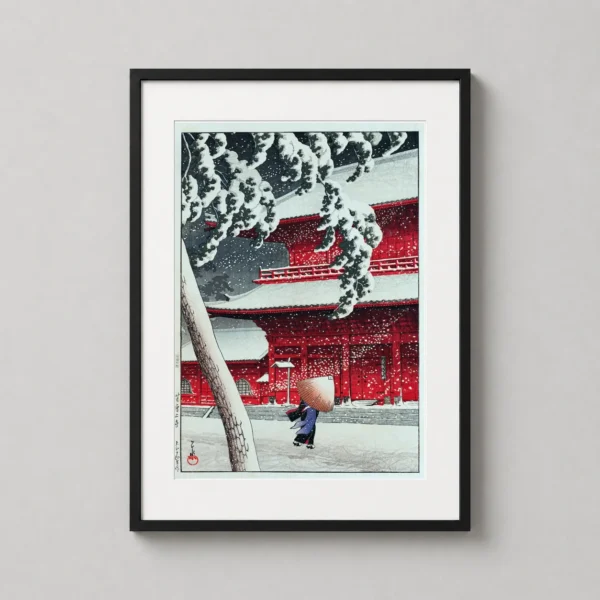 Zojoji Temple Shiba in Snow, Kawase Hasui Japanese Art Print