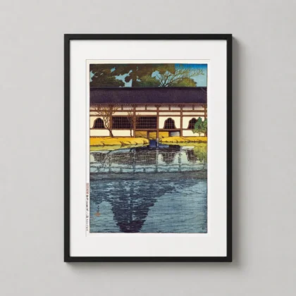 Byodo – In Temple 1921 Kawase Hasui Japanese woodblock Japanese woodblock print by MerchFuse