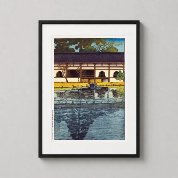 Byodo Temple Uji, Japanese Woodblock Style Fine Art Print