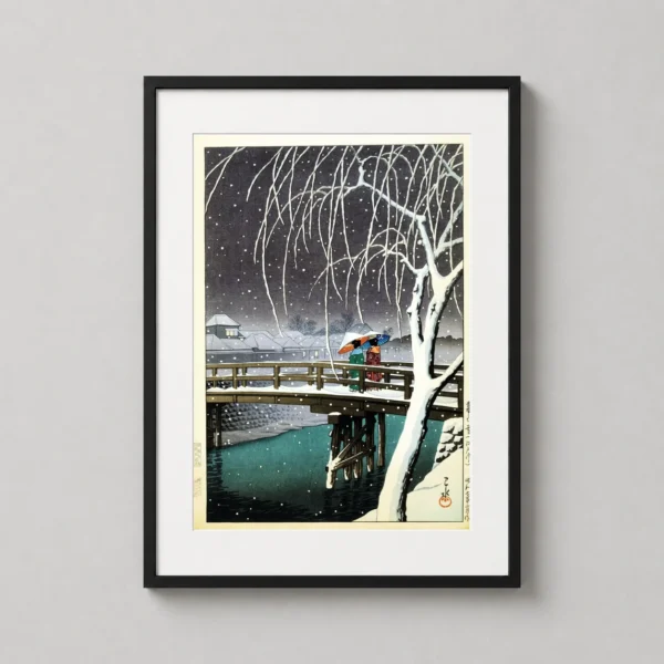 Hasui Kawase Evening Snow at Edo River 1932 Japanese Art Print