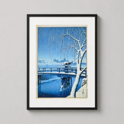 Classic Edo River Snow Art - Japanese woodblock print from MerchFuse